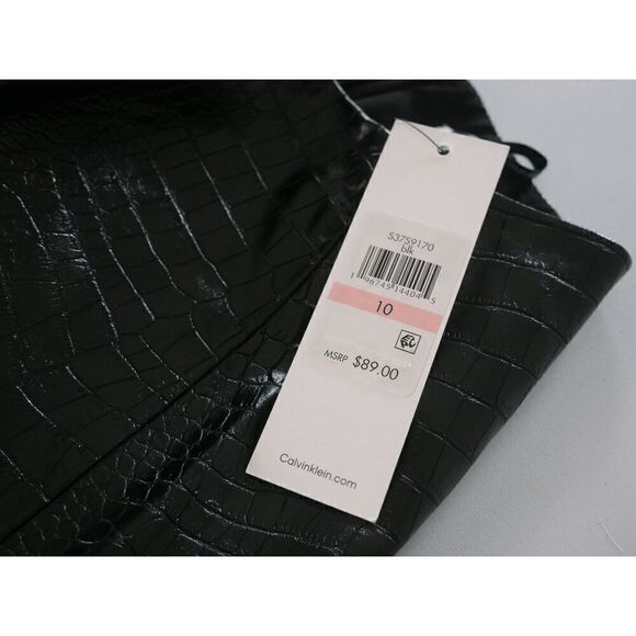 Calvin Klein Women's Black Faux Leather Mini Skirt Size 10 - Picture 8 of 8